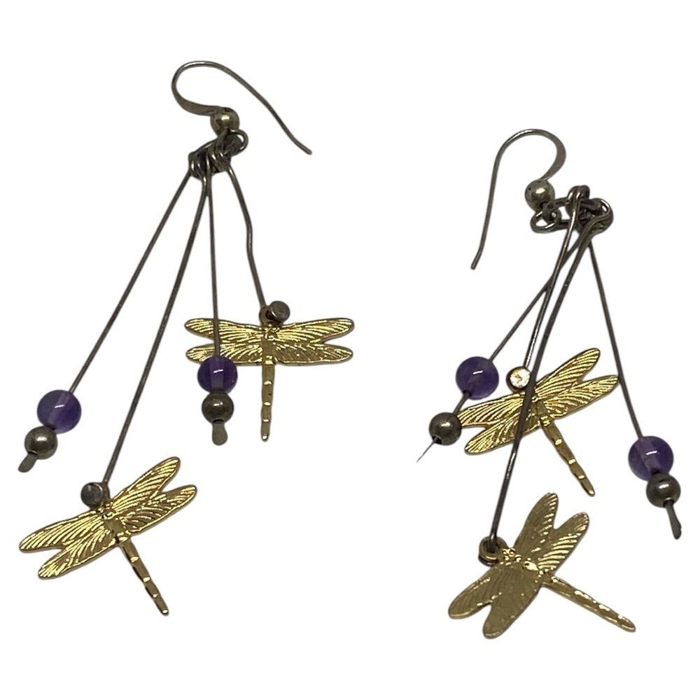 Dragonfly Dangle Pierced Earrings​ - Picture 2 of 6